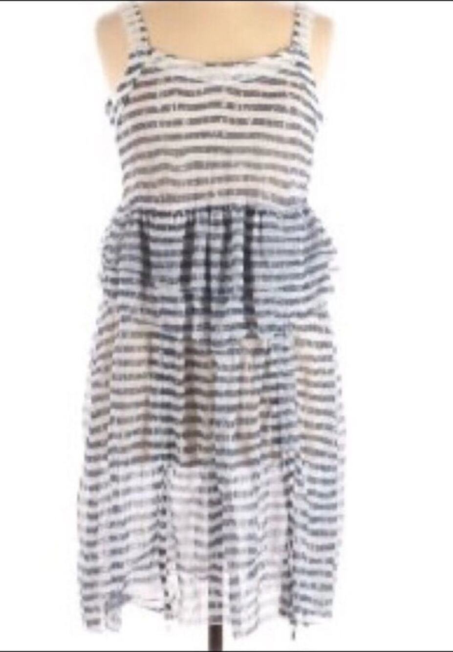 Tricotto Blue White Sheer Adjustable Dress Medium